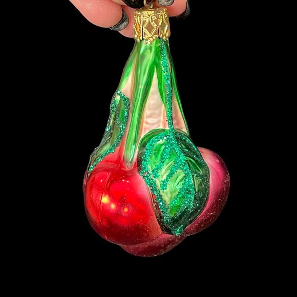 Inge Glass Ornament Fruit Cherries Germany Vintage Christmas Cherry READ - Picture 2 of 16